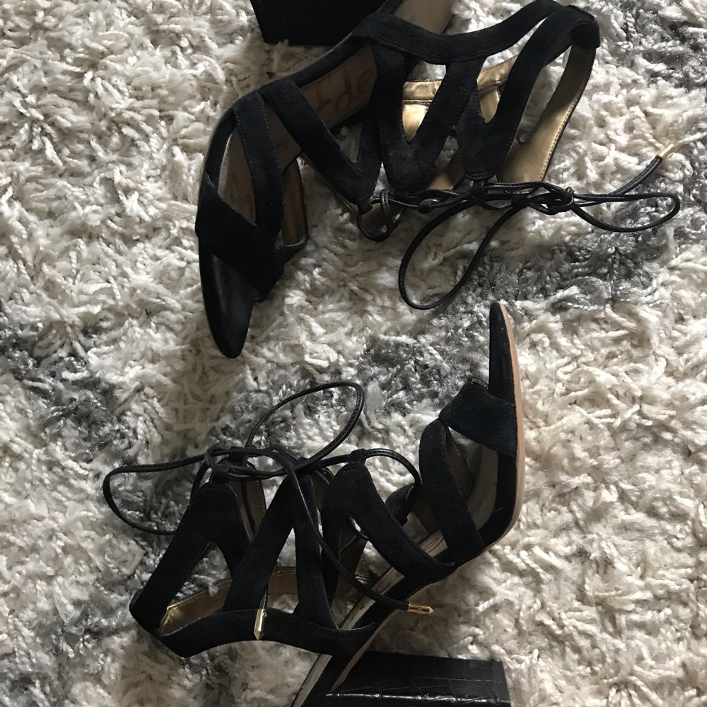 Sam Edelman black lace up heels - Picture 2 of 4